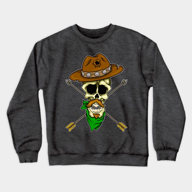 Explorer Skull Crewneck Sweatshirt by Laughin' Bones